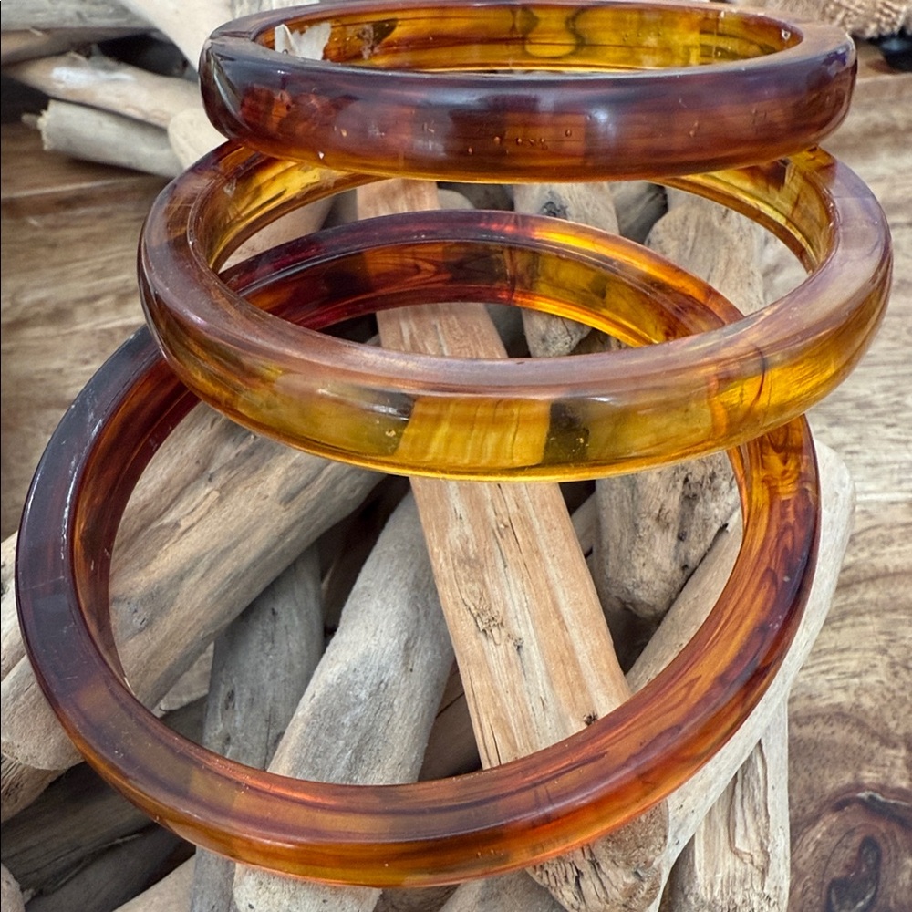Set of Three Faux Amber Bangle Bracelets